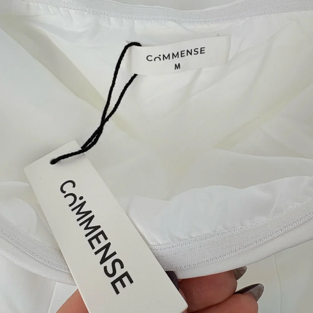 Commense - White Solid Pleated Strapless Split Dress Size Medium NWT - Picture 4 of 11